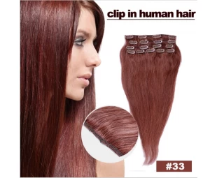 Hot sell clip in human hair 100% brazilian virgin hair extension