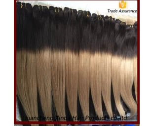 Human Remy Hair weave Two Tone Color 100g/piece Hair Extension /Ombre Color Remy Hair Weft