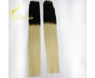 Human ahir weave two tone color ombre human hair weaving blond hair