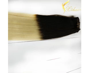 Human ahir weave two tone color ombre human hair weaving blond hair
