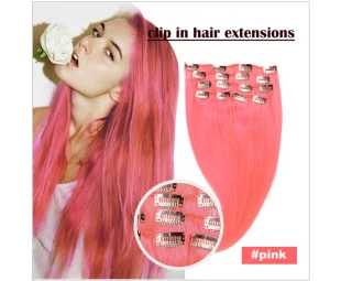 Human hair extension supplier from China clip on hair high light color remy hair