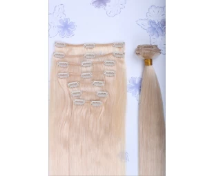 Large Stock unprocessed pu skin weft clip in hair extension,60ash blond hair weft 200g, 60ash blond hair weft