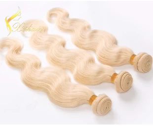 Light blond human hair extension  weft body wave curl brazilian
