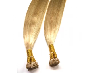 Light blond human hair extensiuon stick tip hair I tip virgin remy