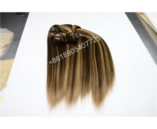 Manufacturer Wholesale Human Hair weft piano color and Wavy Clip in Hair Extensions
