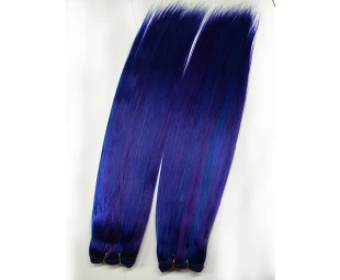 Mélanger la couleur des cheveux de trame en évidence couleur pourpre tissage bleu 150g par paquet en vrac prix de la commande