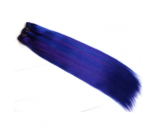 Mélanger la couleur des cheveux de trame en évidence couleur pourpre tissage bleu 150g par paquet en vrac prix de la commande