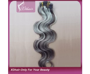 Mixed Color 100% Human Hair 8 Piece / Set Manufacture Wholesale Clip in Hair Extensions