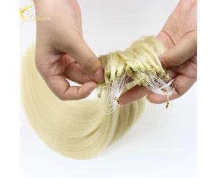 Most fashionable free tangle wholesale double drawn micro ring hair extension bleach blonde