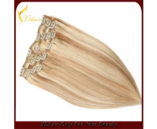 New product hot sale 100% Brazilian virgin remy hair best colored double weft clip in hair extension
