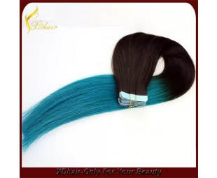 New product hot sale 100% Brazilian virgin remy hair two tone American blue glue tape hair extension