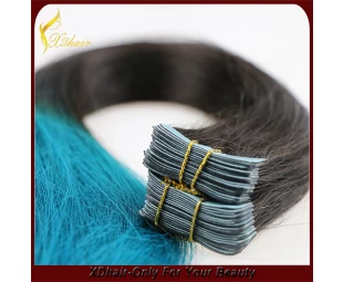 New product hot sale 100% Brazilian virgin remy hair two tone American blue glue tape hair extension