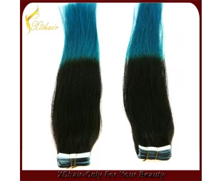 New product hot sale 100% Brazilian virgin remy hair two tone American blue glue tape hair extension