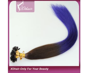 Ombre Color Human Hair Extensions Wholesale Pre-bonded Keratin 1g strand Nail V Shape tip Hair Extensions