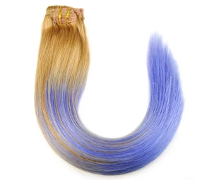 Ombre clip in human hair extension blond hair top quality hair clip