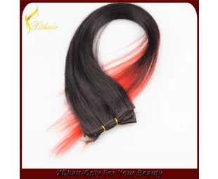 Ombre colored lace full head Russian Brazilian Indian remy human clip in hair extensions
