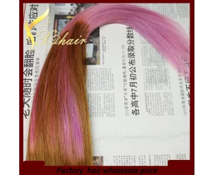 Ombre hair weft two tone  human hair machine weft peruvian hair extension