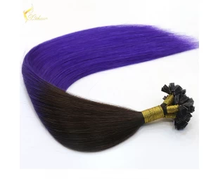 Remy Virgin 5A Grade Brazilian Human Hair Extension Wholesale in China Keratin Tip U Shape Hair 18inch Ombre#1b/Purple 1g strand