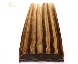 Super quality piano color halo hair extensions ,No damage Fish wire hair extensions