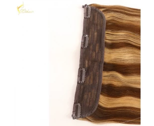 Super quality piano color halo hair extensions ,No damage Fish wire hair extensions