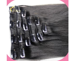 Top Quality Cheap Price #1b Human Hair Extensions 220g virgin brazilian hair clip in hair