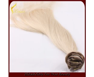Top grade fast delivery 100% European virgin remy hair double weft double drawn clip in hair extension