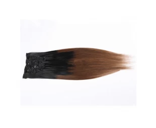 Top quality 6A unprocessed clip in hair extensions ombre color virgin hair extensions straight type