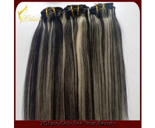 Top quality Most Popular Wholesale Price Silky Straight piano color human hair clip in extensions