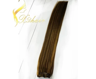 Two color mix clip in human hair extension 7piece per set clip on hair malaysian hair