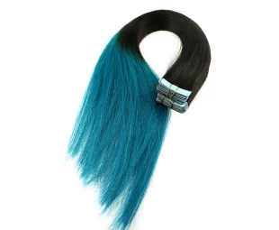 Two tone color human hair pu skin weft tape weft ombre brazilian hair
