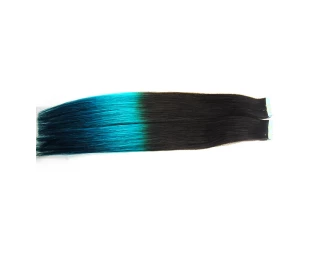 Two tone color human hair pu skin weft tape weft ombre brazilian hair