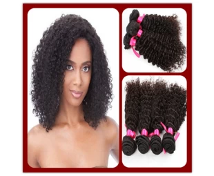 Vente en gros de 10 à 30 pouces 7A non transformés 100% humain tissage de cheveux Remy brésilienne Kinky Curly Cheveux Vierge