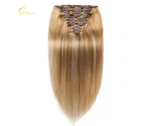 Wholesale alibaba new products fashion sell well full head ombre two tone color clip on human hair extension for black women