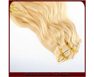 ヘアエクステンションレミ人間の髪の毛のフルヘッドセットでの卸売クリップ
