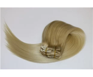 Wholesale high quality double drawn thick remy full head lace weft clip in human hair extension