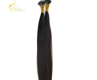Wholesale high quality silky straight 100% virgin i tip hair extension indian remy hair 6a