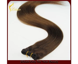 Wholesale price high quality 100% Brazilian virgin remy human hair weft dark brown double drawn hair weave