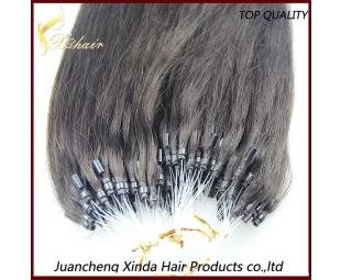 Remy vierges en gros des extensions de cheveux micro d'anneau de boucle brésiliens quittés micro extensions de cheveux d'anneau pour les Noirs