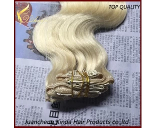 Groothandel topkwaliteit 7A kwaliteit maagd haarverlenging goedkope hair extensions clip volledig hoofd