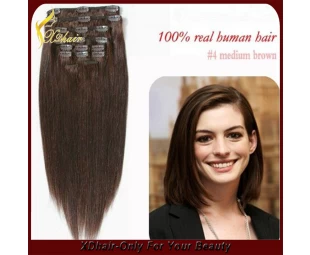 Wholesale top quality unprocessed virgin mongolian grey clip in hair extensions