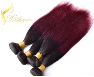 Wig manufacturers wholesale sales straight human hair two tone ombre colored hair weave