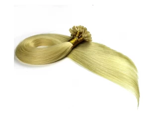 blond  color flat tip hair extensions