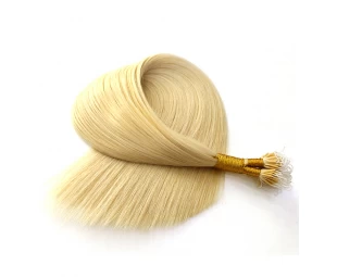 cheap lightest blonde color #60 cut from one donor 100% virgin brazilian indian remy human hair nano link ring hair extension