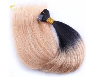 cheap peruvian human hair two tone #1bT#blonde ombre tape hair extension