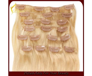 double drawn 100% virgin brazilian hair clip in hair extensions for black women