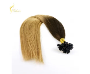 double drawn ombre color virgin indian hair flat tip hair weaves remi human hair extensions