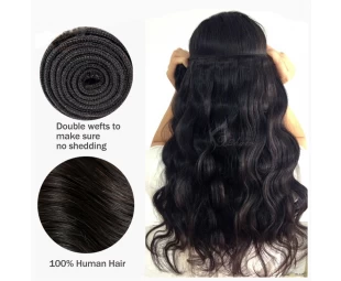 good quality wholesale brazilian virgin hair double weft natural wavy human hair weaves bundles for women