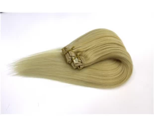 high quality double drawn thick remy full head lace weft clip in human hair extension