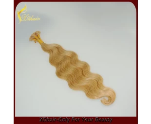 estensioni dei capelli all'ingrosso di punta brazilain vergine dei capelli umani dell'onda del corpo bionda piatto Factoy alta qualità