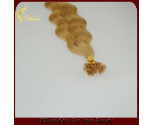 высокое качество factoy оптовая brazilain девственных человеческого волоса объемная волна блондинка с плоским наконечником наращивание волос